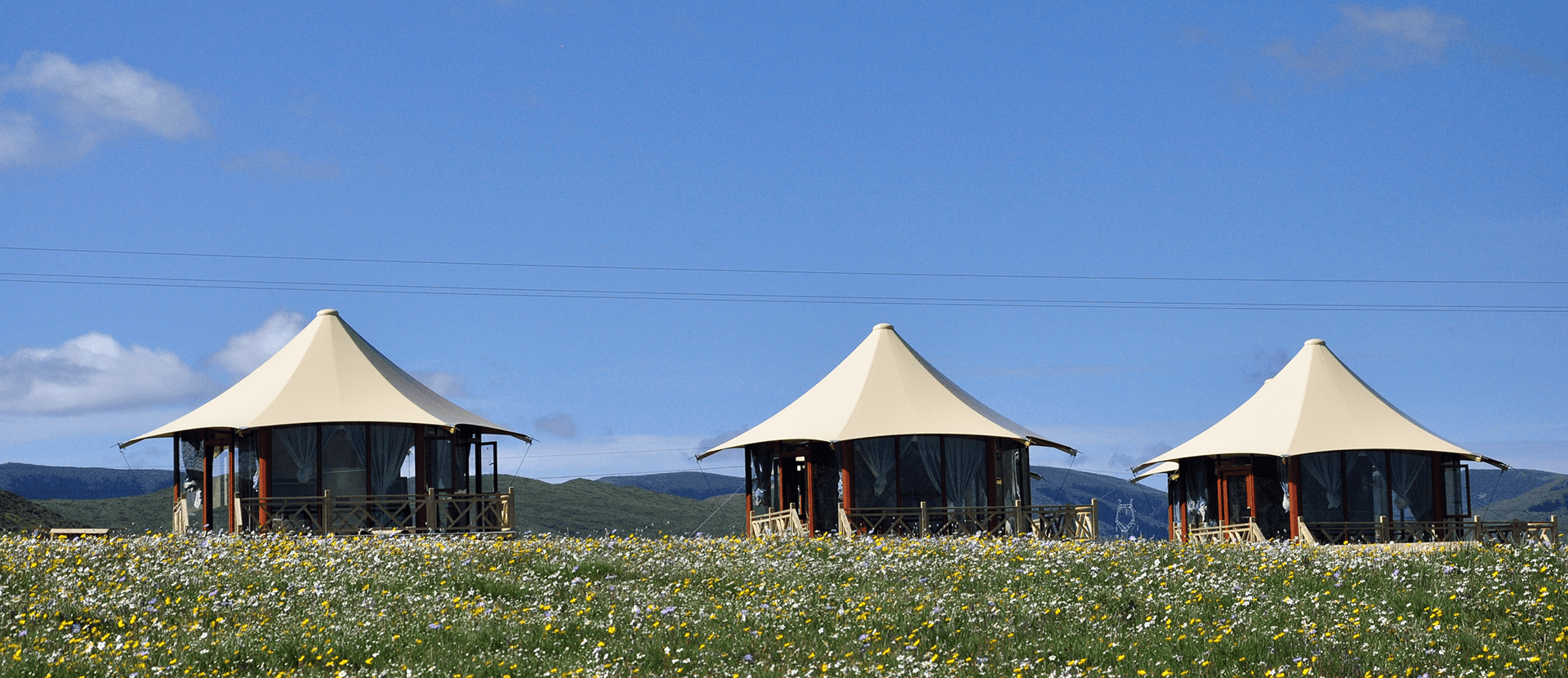lodge tent in grassland