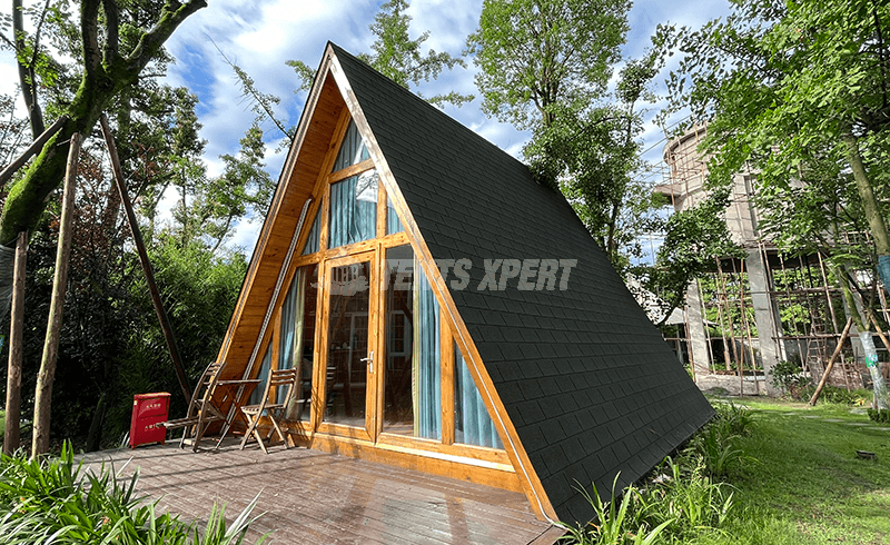 glamping house- a-frame glamping cabin