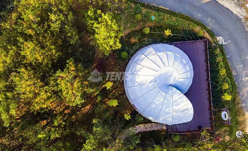 shell-shaped glamping building