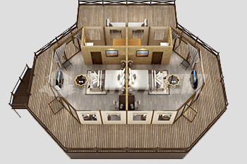 large galss wall tent interior layout 02