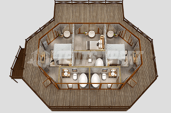 large luxury tent interior layout 03