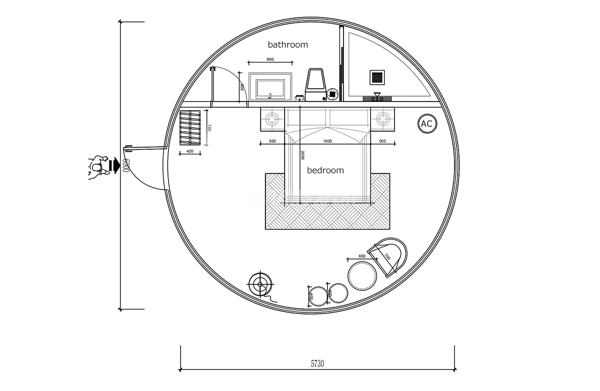glass dome interior layout
