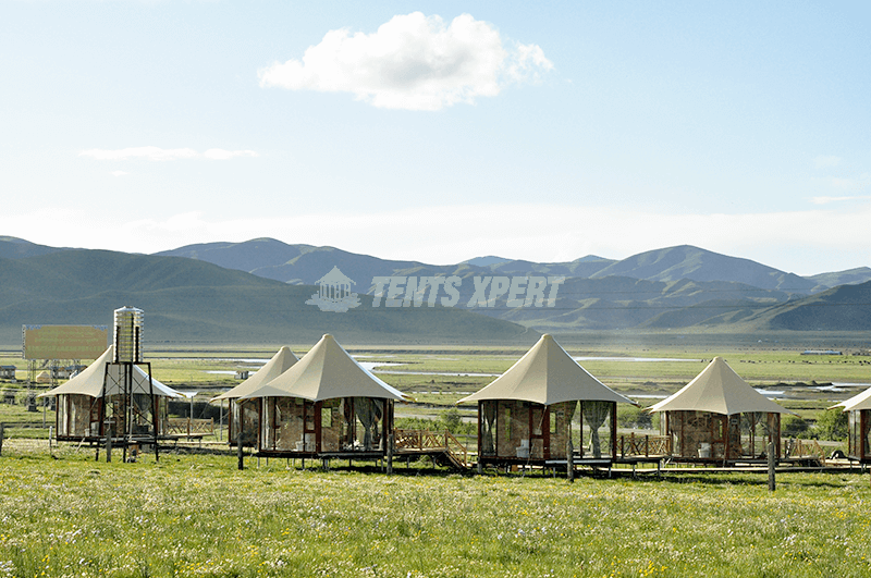 lodge tent in grassland